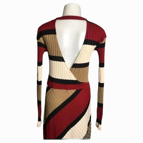 Zara Trafulac Red Tan Maxi Sweater Dress - Picture 5 of 6